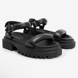 All Saints Black Chunky Platform Sandals